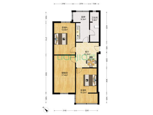和平街12号 2室1厅1卫 79平方