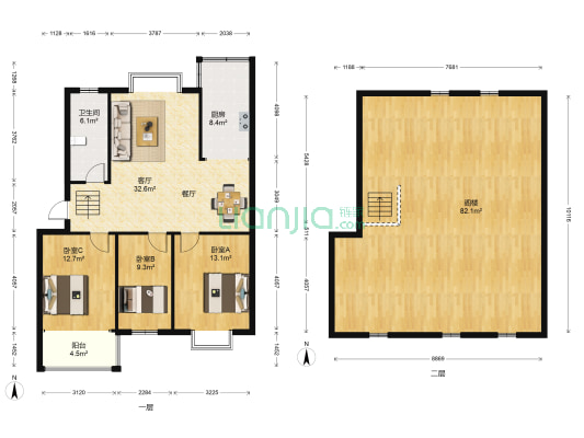 富润華庭二区 3室1厅1卫 106平方