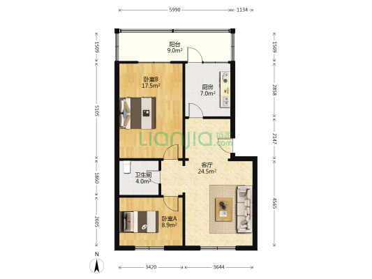 裴阳路117号 2室1厅1卫 84平方