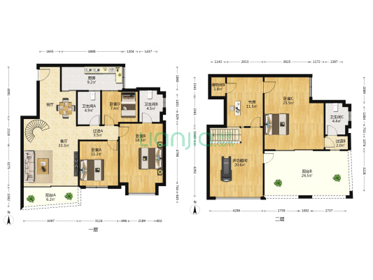 丽园小区 6室1厅3卫 183平方