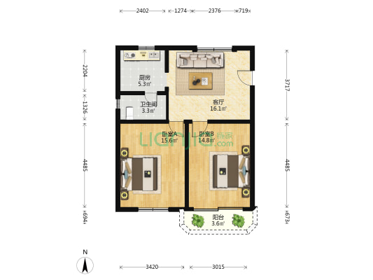 白泉街 2室1厅1卫 73平方