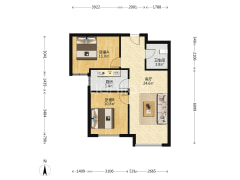 中间位置，无任何遮挡，全天采光，简单装修拎包入住-涿州高铁新干线户型图