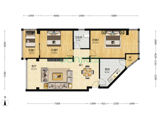 财政厅家属院（河水道） 3室1厅1卫 74平方