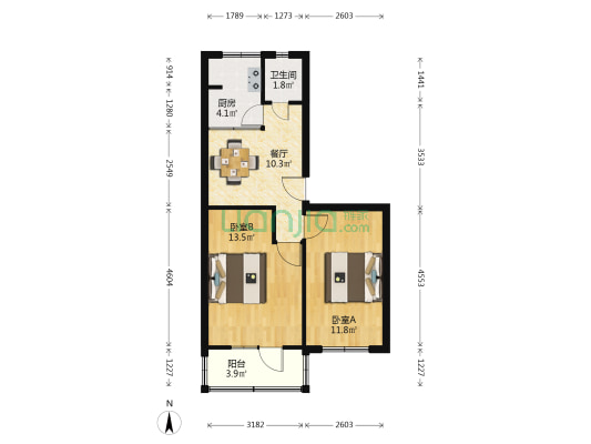 工商局家属院 2室1厅1卫 58平方