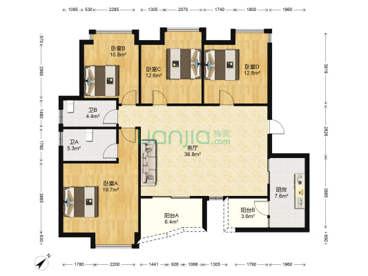 顺德碧桂园西苑春天里 4室1厅2卫 141平方