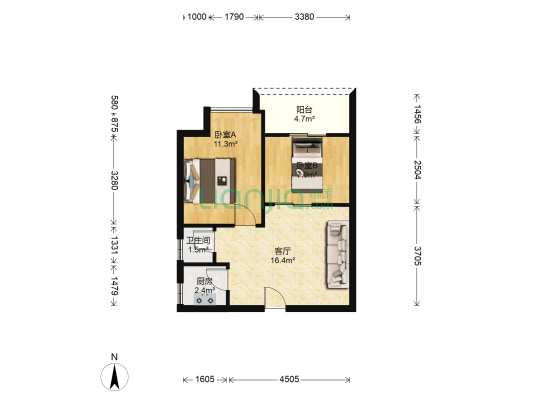 和瑞大厦 2室1厅1卫 56平方