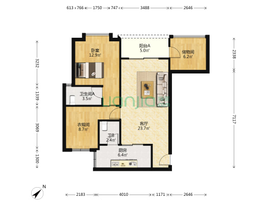 尚庭雅居 1室1厅2卫 81平方