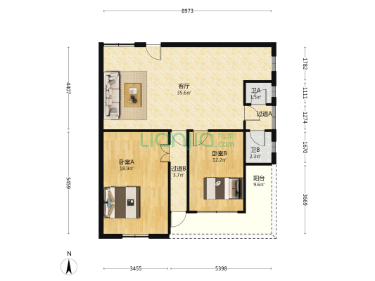 长安路 2室1厅2卫 99平方