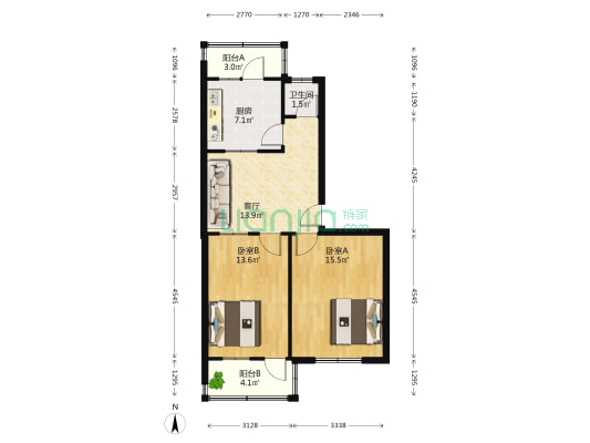 变压器宿舍 2室1厅1卫 72平方