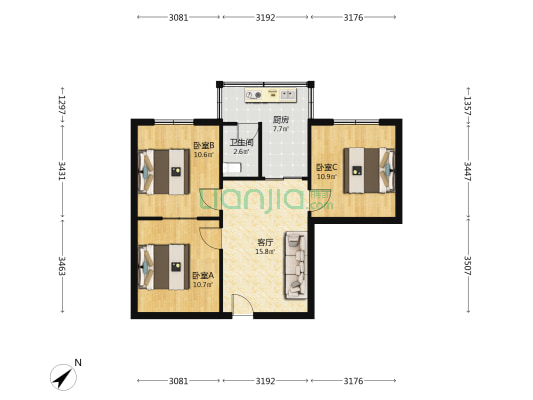 蜀通街10号 3室1厅1卫 68平方