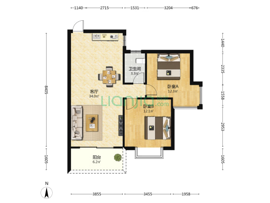 碧海华府 2室1厅1卫 82平方