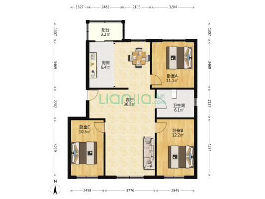 前卫小区 3室1厅1卫 114平方