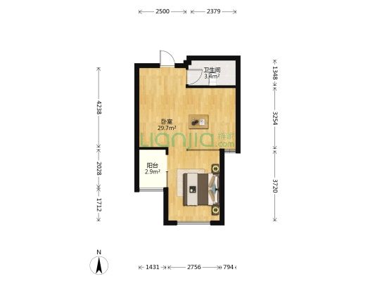 阳光城新界 1室0厅1卫 47平方