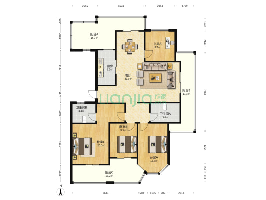 珑悦华庭 4室1厅2卫 142平方