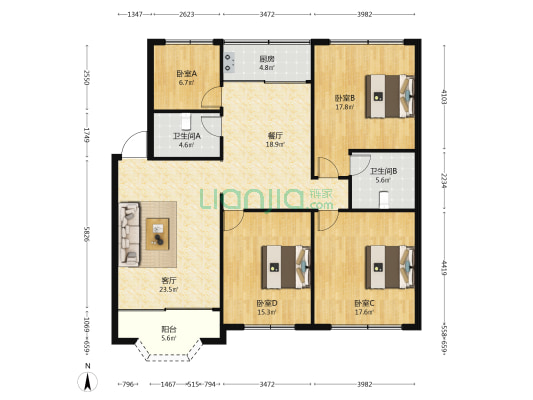 吉祥居 4室2厅2卫 144平方