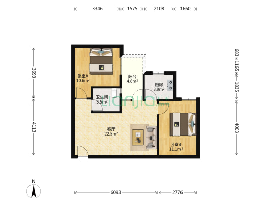 华生汉口城市广场四期三区 2室1厅1卫 78平方