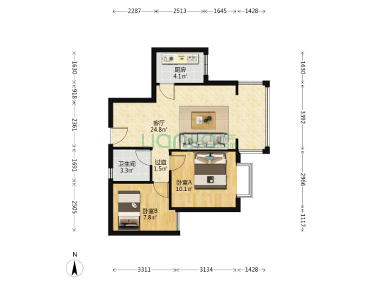 红华新天地安置房小区 2室1厅1卫 68平方