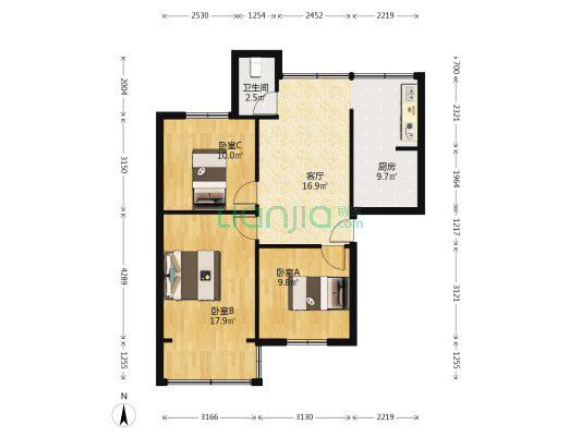 西北街149号 3室1厅1卫 74平方