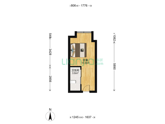 华润中心 1室0厅1卫 34平方