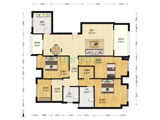 华润二十四城五期 4室1厅2卫 138平方