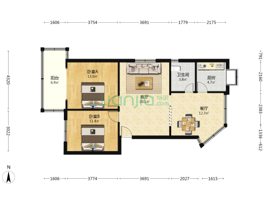 董家湾路240号宿舍 2室2厅1卫 74平方