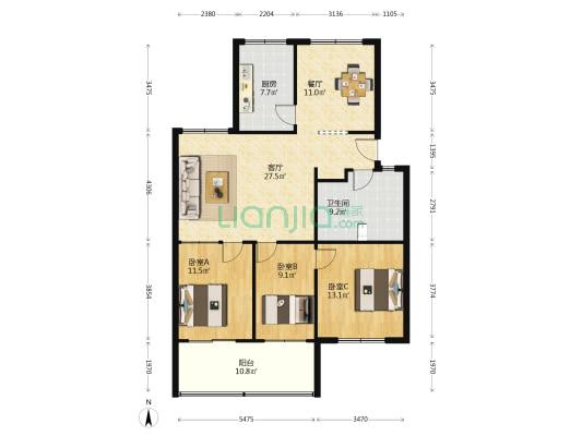 牟平邮电局家属楼 3室2厅1卫 101平方