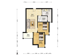 精装 房本满二 全阳2居 明厨明卫 集中供暖 人车分流-涿州天伦湾一期户型图