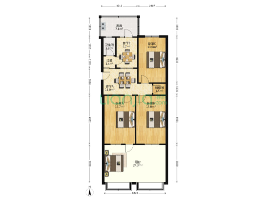花园路31号 3室2厅1卫 90平方