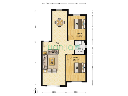 佳鑫园三期 2室1厅1卫 59平方