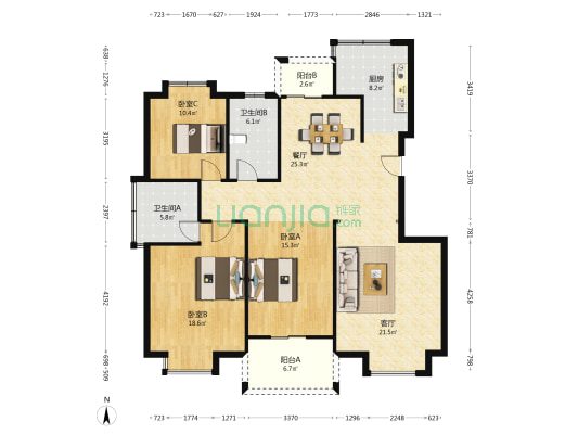 南郊花苑南区 3室2厅2卫 141平方