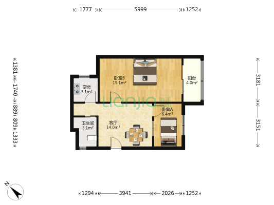 冶金公寓 2室1厅1卫 72平方