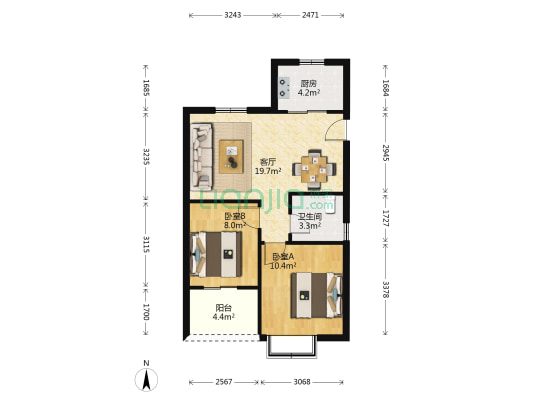 建塘家苑 2室1厅1卫 73平方