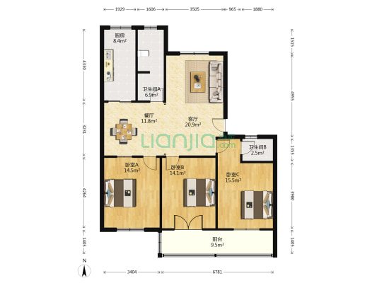 玲珑苑小区 3室2厅2卫 120平方