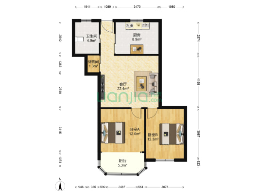望族城 2室1厅1卫 93平方
