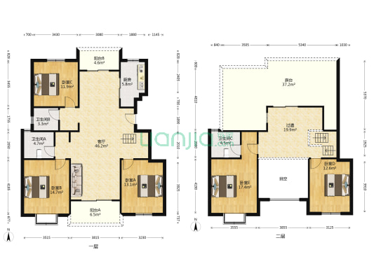 七里香庭 5室1厅3卫 210平方