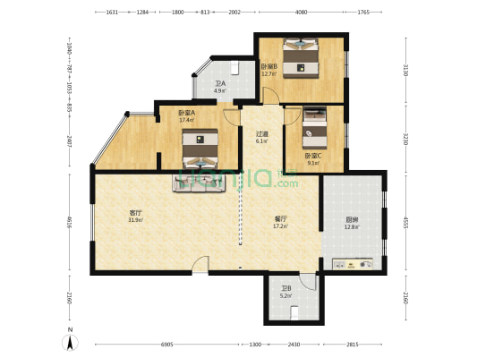 迎宾路297号 3室2厅2卫 139平方