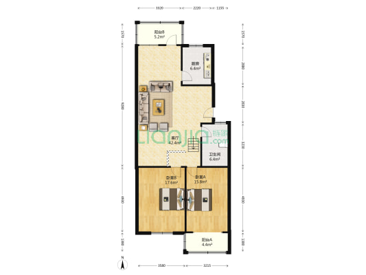 汉阳大街115号供销宿舍 2室1厅1卫 103平方