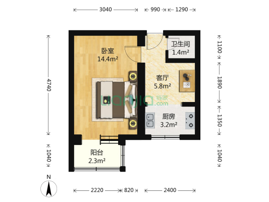 前马厂胡同 1室1厅1卫 36平方