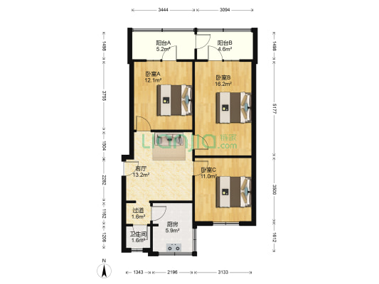滨江东路236号 3室1厅1卫 77平方