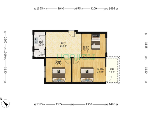 白沙东巷8号 3室1厅1卫 74平方