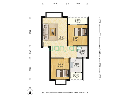 湘潭新村 2室1厅1卫 67平方