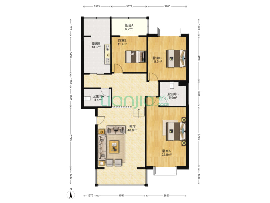 广油苑 3室1厅2卫 142平方