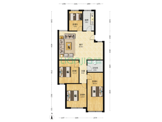 东区小区 4室1厅1卫 110平方