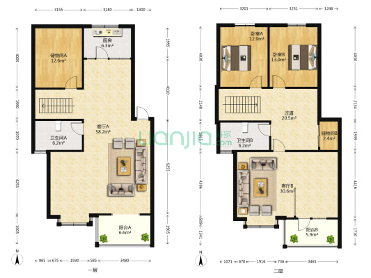 黄河小区 2室2厅2卫 218平方