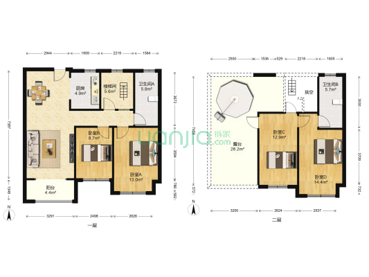 荣盛花语城一期 4室1厅2卫 143平方