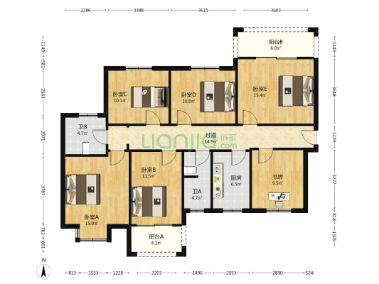 金南家园 6室0厅2卫 140平方
