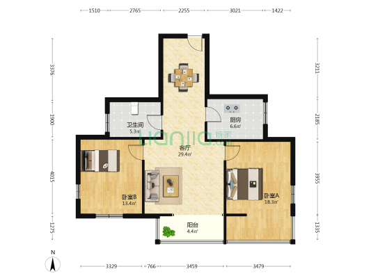 金桥嘉园 2室1厅1卫 99平方