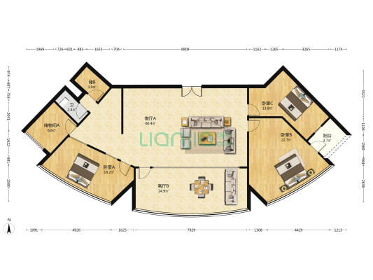 新大陆 3室2厅1卫 201平方