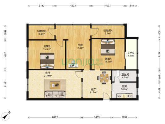 三民东路31号 3室2厅1卫 127平方