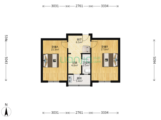 金光里 2室1厅1卫 63平方